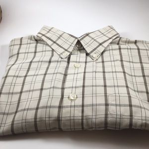 Van Heiden brown check button down shirt neck 17